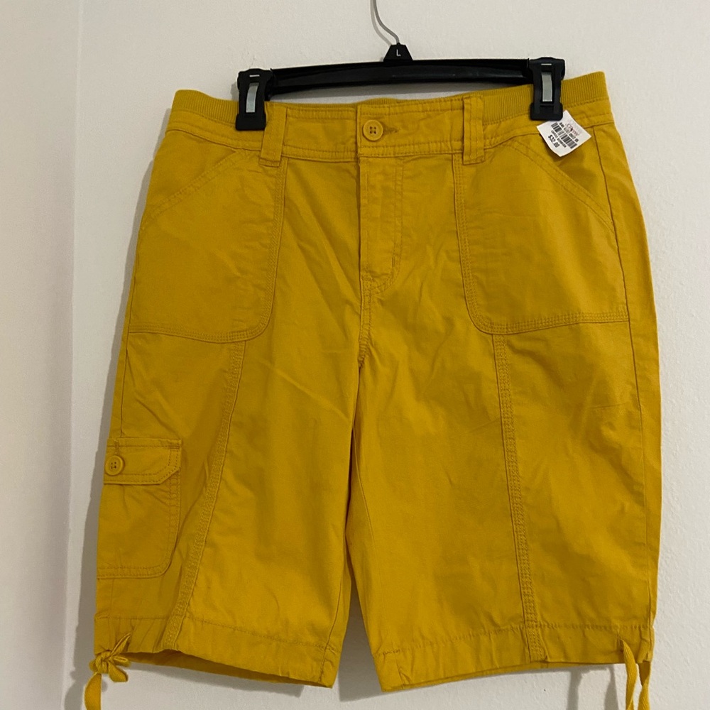 Women Yellow Cargo Shorts